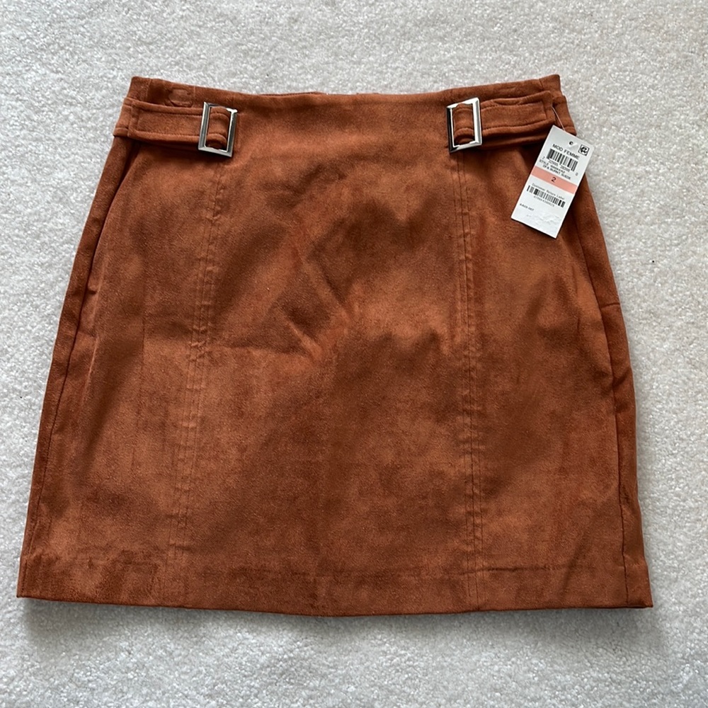Suede belted mini skirt